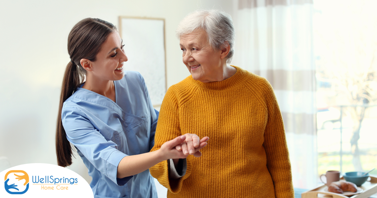 Professional caregivers, like this one who is helping a senior client walk, require a number of qualities and skills to provide compassionate personal care.